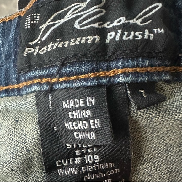 Platinum Plush Straight Leg Denim Studded Rhinestone Tuxedo Stripe Blue Jeans 7 - Picture 8 of 10